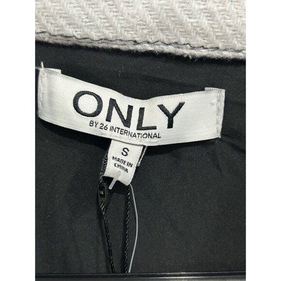 ONLY Plaid Button Up Long Shacket Coat Black White Checkered Pattern Sz Small - Picture 6 of 9